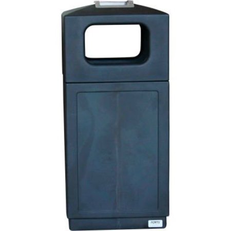 FORTE PRODUCTS Forte 39 Gallon Hooded Plastic Waste Container w/Metal Ashtray, Black - 8002155